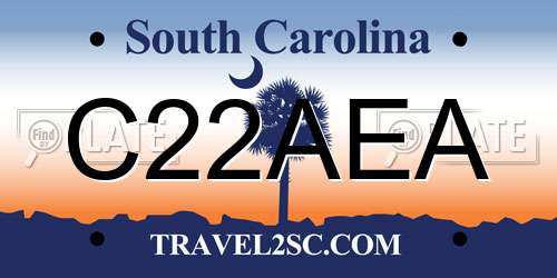 C22AEA South Carolina License Plate