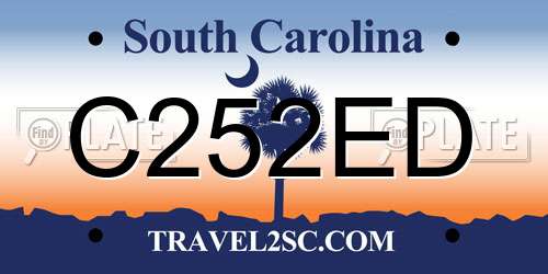 C252ED South Carolina License Plate