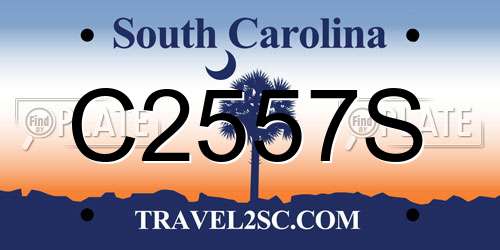 C2557S South Carolina License Plate
