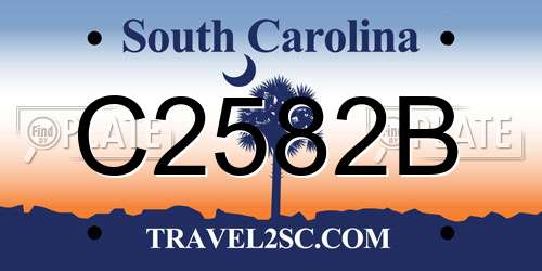 C2582B South Carolina License Plate