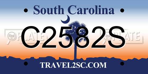 C2582S South Carolina License Plate
