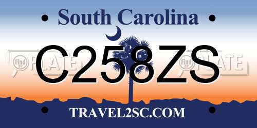 C258ZS South Carolina License Plate