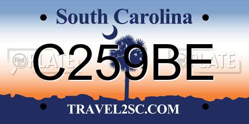 C259BE South Carolina License Plate