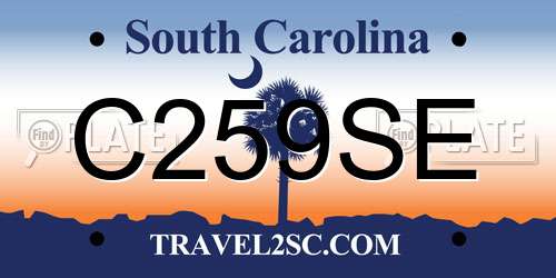 C259SE South Carolina License Plate