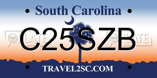 C25SZB South Carolina License Plate