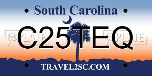 C25TEQ South Carolina License Plate