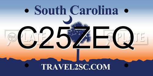 C25ZEQ South Carolina License Plate