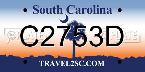 C2753D South Carolina License Plate