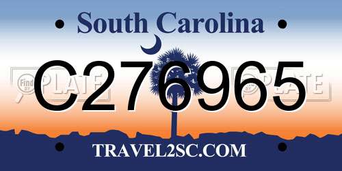 C276965 South Carolina License Plate