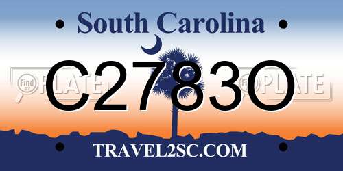 C2783O South Carolina License Plate