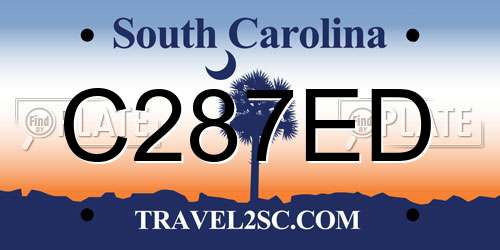 C287ED South Carolina License Plate