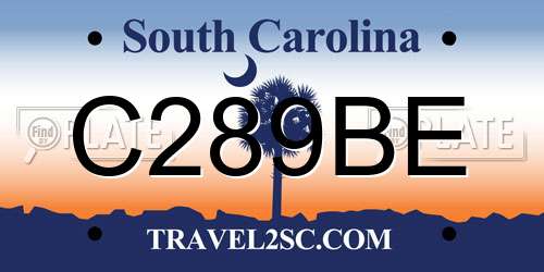 C289BE South Carolina License Plate