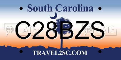 C28BZS South Carolina License Plate