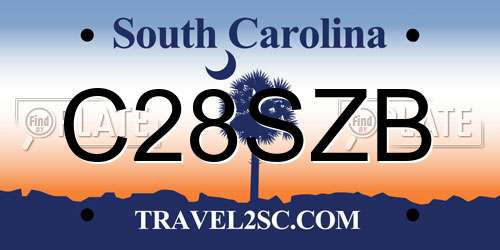 C28SZB South Carolina License Plate