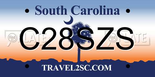 C28SZS South Carolina License Plate