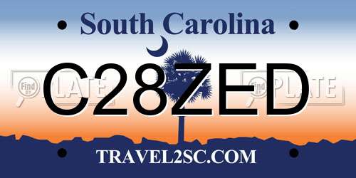 C28ZED South Carolina License Plate