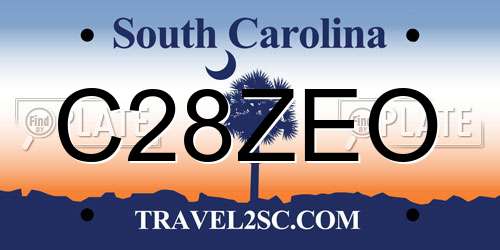C28ZEO South Carolina License Plate