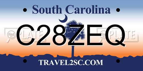 C28ZEQ South Carolina License Plate