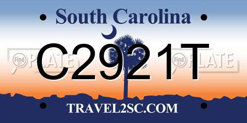 C2921T South Carolina License Plate