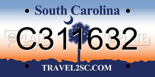 C311632 South Carolina License Plate