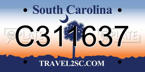 C311637 South Carolina License Plate