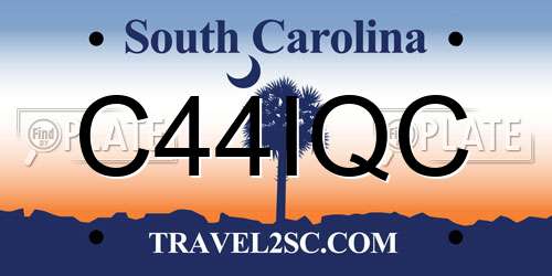 C44IQC South Carolina License Plate