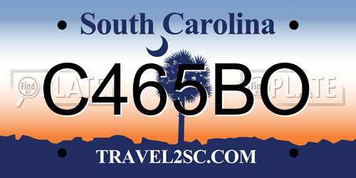 C465BO South Carolina License Plate