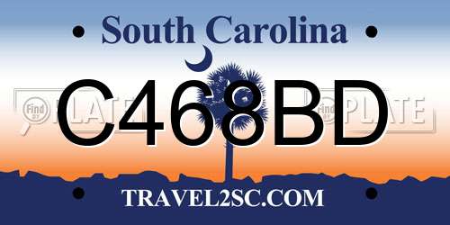 C468BD South Carolina License Plate