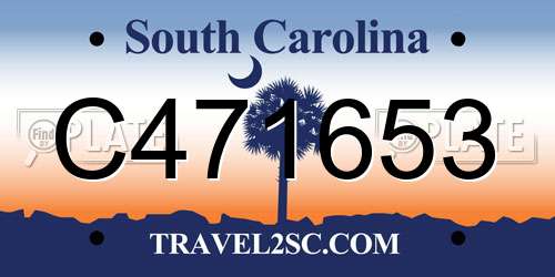 C471653 South Carolina License Plate