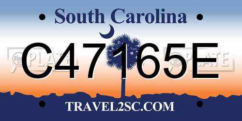 C47165E South Carolina License Plate