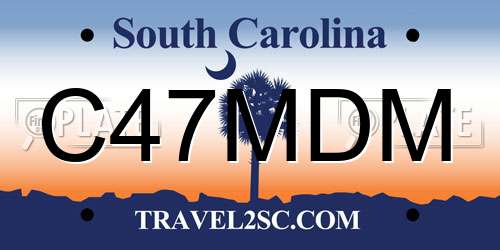 C47MDM South Carolina License Plate