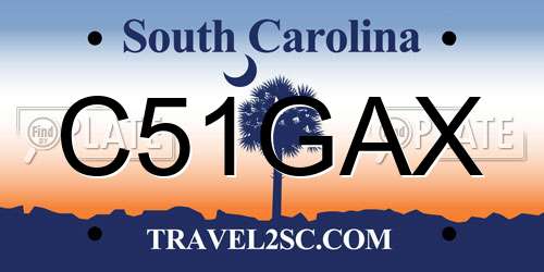 C51GAX South Carolina License Plate