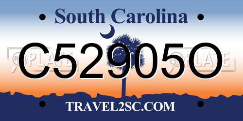 C52905O South Carolina License Plate