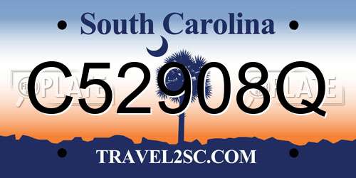C52908Q South Carolina License Plate
