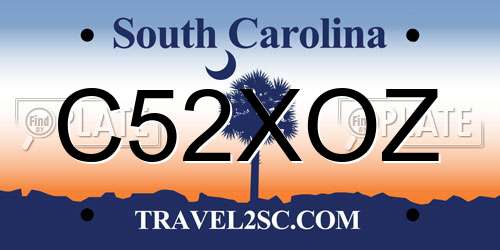 C52XOZ South Carolina License Plate