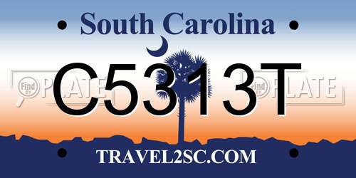 C5313T South Carolina License Plate