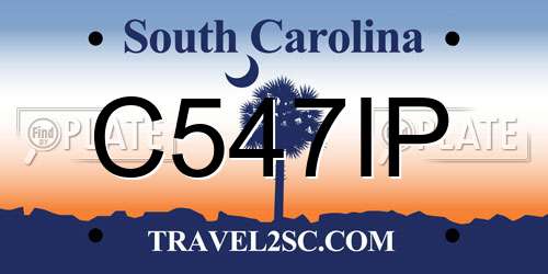 C547IP South Carolina License Plate