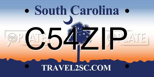 C54ZIP South Carolina License Plate