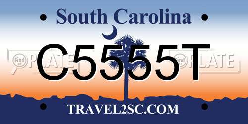 C5555T South Carolina License Plate