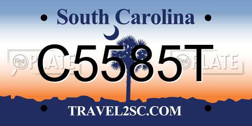 C5585T South Carolina License Plate
