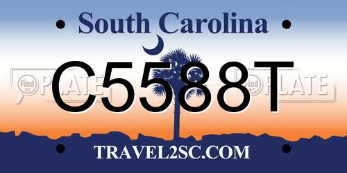 C5588T South Carolina License Plate