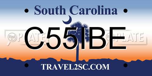C55IBE South Carolina License Plate
