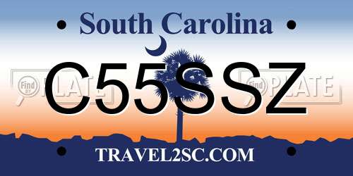 C55SSZ South Carolina License Plate