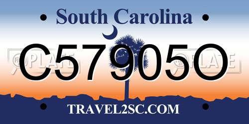 C57905O South Carolina License Plate