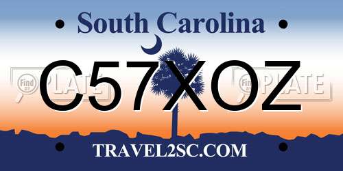 C57XOZ South Carolina License Plate