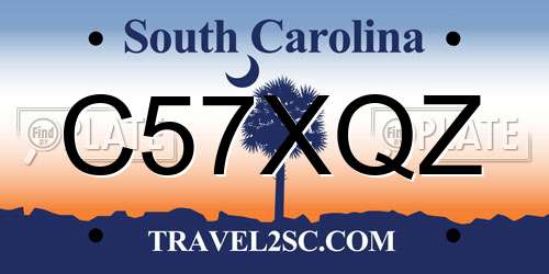 C57XQZ South Carolina License Plate