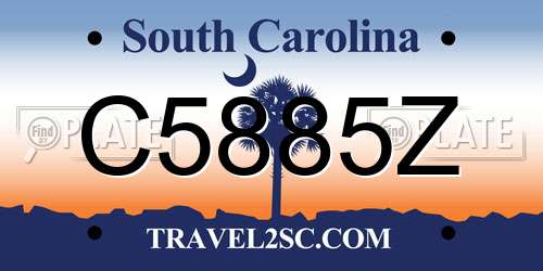 C5885Z South Carolina License Plate
