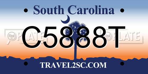 C5888T South Carolina License Plate