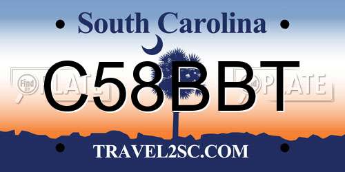 C58BBT South Carolina License Plate