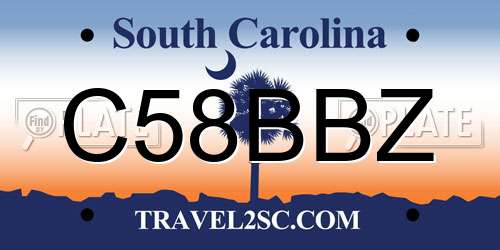 C58BBZ South Carolina License Plate